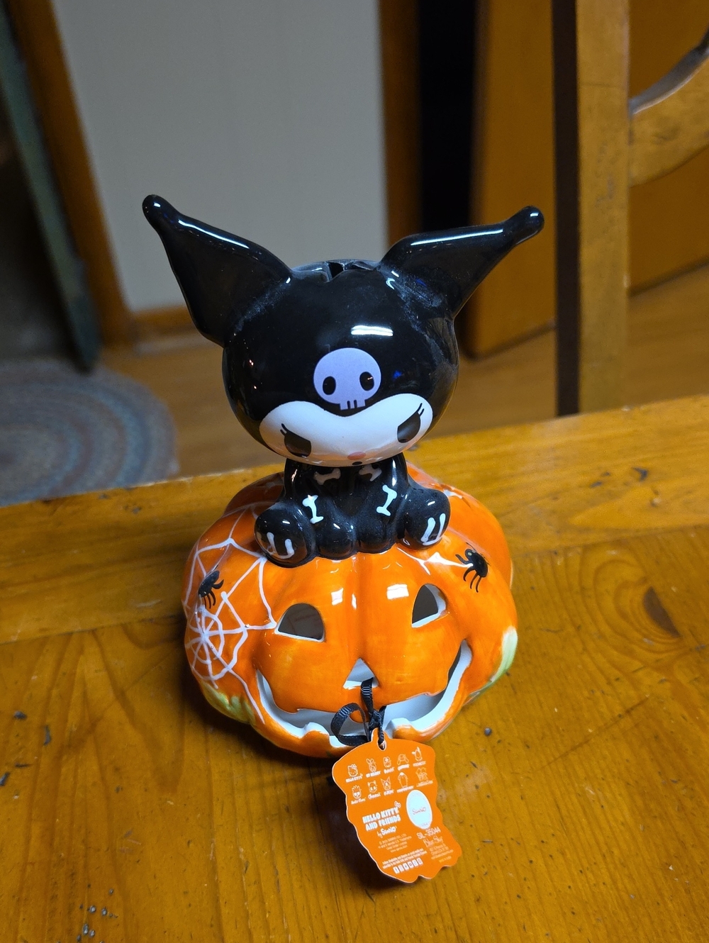 Hello Kitty Black & Orange Halloween Pumpkin Figurine